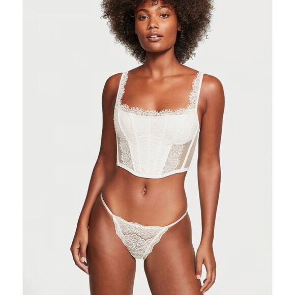 VICTORIA’S SECRET - NWT - L Sz L Dream Angels Sheer Eyelet-Trimmed String Bikini - Picture 5 of 14